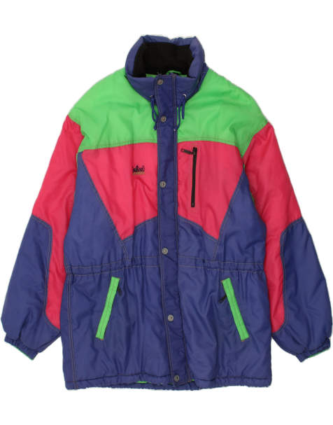 Vintage Size XL Colourblock Hooded Windbreaker Jacket in Navy Blue - view 1