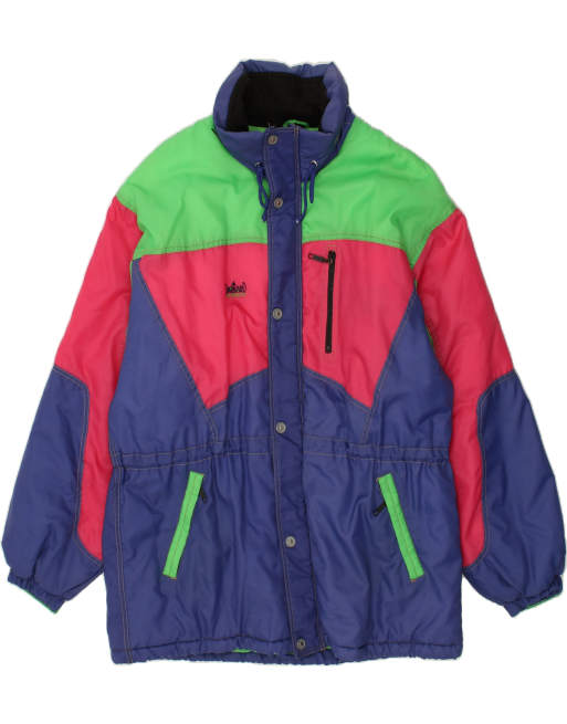 Vintage Size XL Colourblock Hooded Windbreaker Jacket in Navy Blue