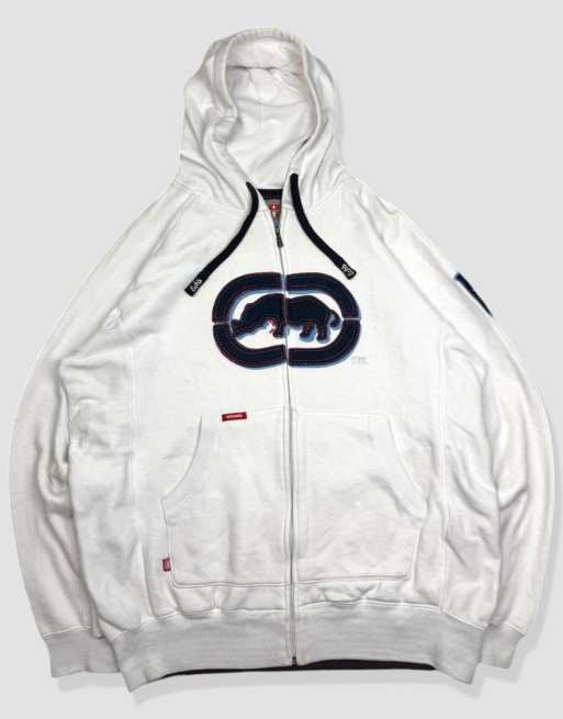 Vintage size XL Ecko Unltd full-zip hoodie in white