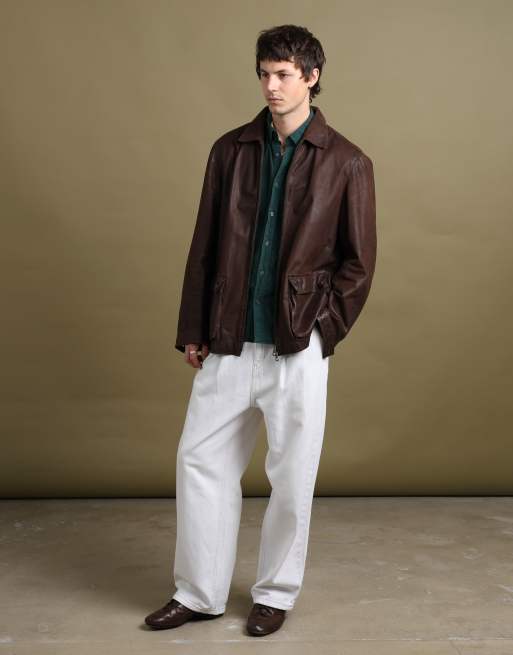 Vintage size XL Emporio Armani leather jacket in brown, 2 of 7
