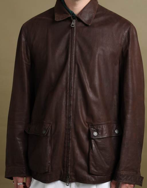 Vintage size XL Emporio Armani leather jacket in brown, 4 of 7