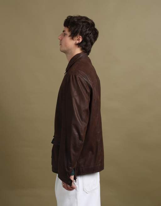 Vintage size XL Emporio Armani leather jacket in brown, 5 of 7