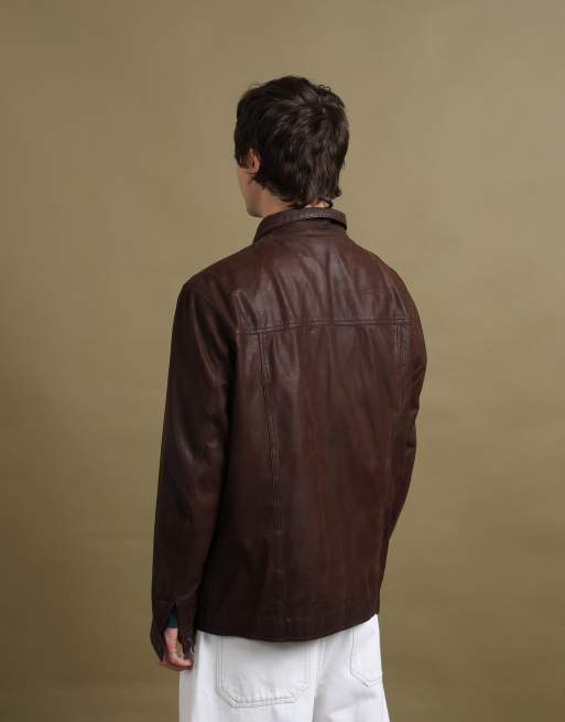 Vintage size XL Emporio Armani leather jacket in brown, 6 of 7