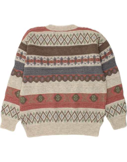Vintage Size XL Fair Isle Crew Neck Jumper Sweater in Grey, 2 of 4