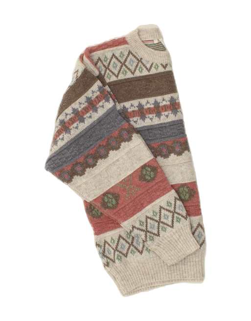 Vintage Size XL Fair Isle Crew Neck Jumper Sweater in Grey, 3 of 4