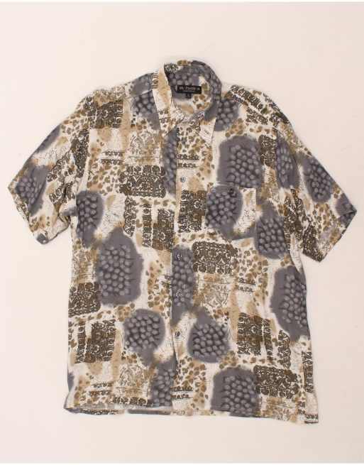 Vintage Size XL Floral Short Sleeve Shirt in Grey