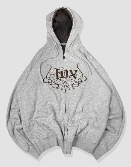 Vintage size XL Fox Racing embroidered grunge hoodie in grey