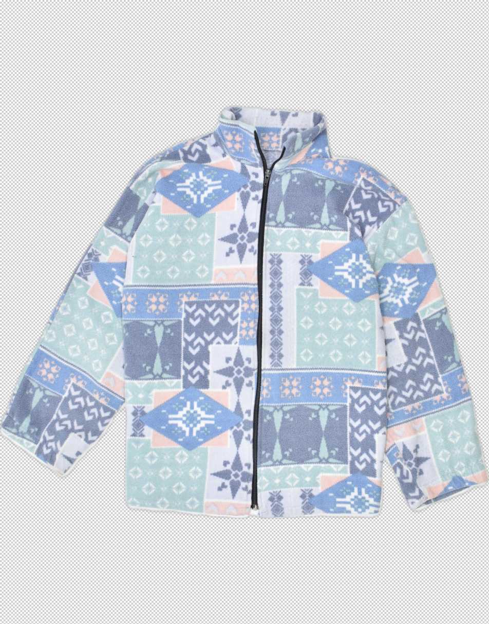 Vintage Size XL geometric fLeece jacket in multicolours