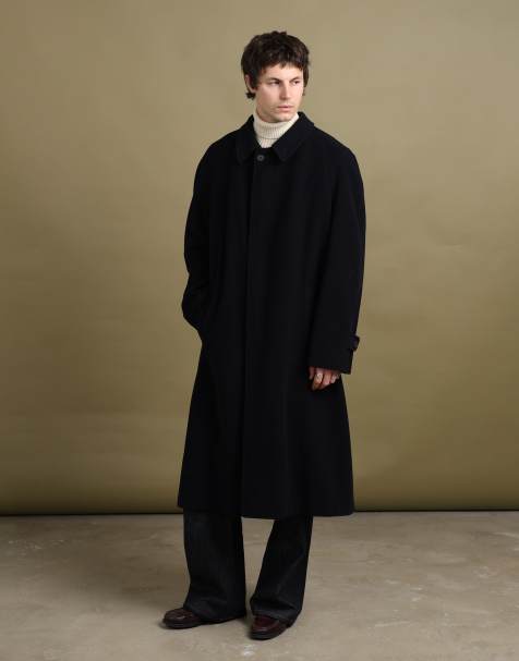 Vintage size XL Giorgio Armani overcoat in navy - view 1