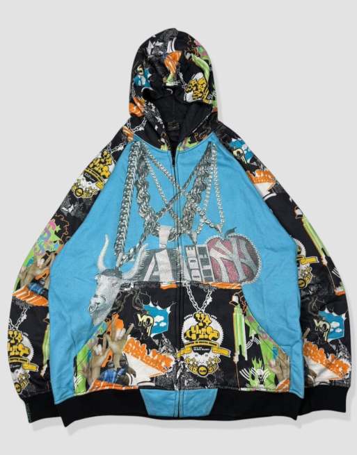 Vintage size XL graphic hoodie in multicolour