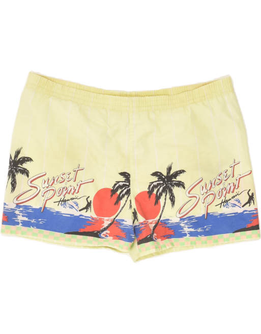 Vintage Size XL Graphic Swimming Shorts in Yellow