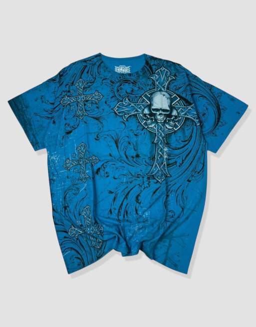 Vintage size XL grunge graphic t-shirt in blue