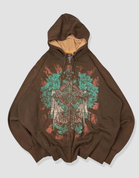 Vintage Size XL Grunge Hoodie in Brown - view 1