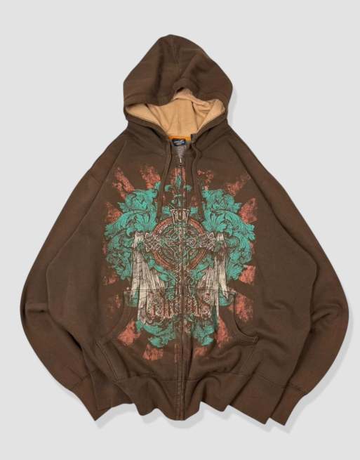 Vintage Size XL Grunge Hoodie in Brown
