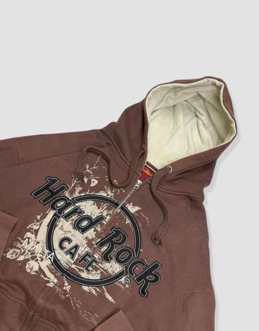 Vintage size XL Hard Rock Café full-zip hoodie in brown, 3 of 4