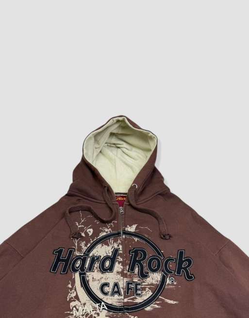 Vintage size XL Hard Rock Café full-zip hoodie in brown, 4 of 4