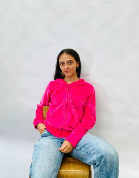 Vintage Size XL IKEA Velour Hoodie In Pink - view 1