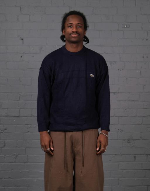Vintage Size XL Lacoste Knitted Crewneck Jumper in Navy