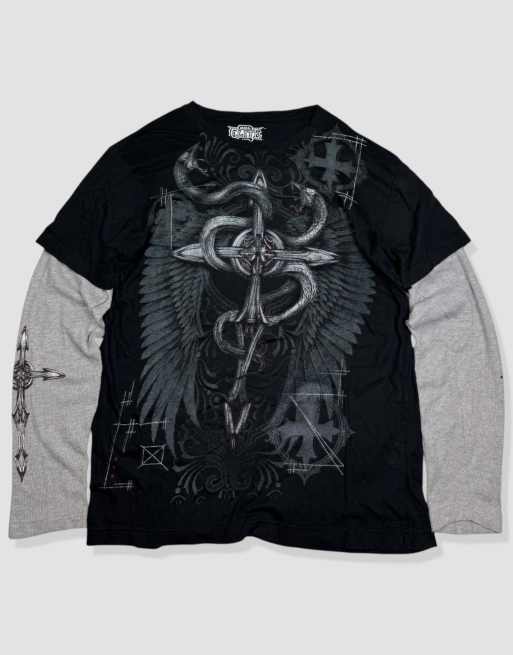 Vintage size XL MMA Elite graphic long-sleeve t-shirt in black