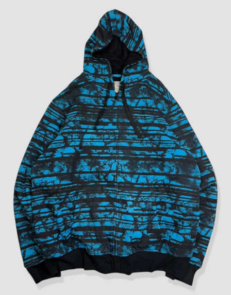 Vintage size XL No Boundaries grunge graphic full-zip hoodie in blue - view 1