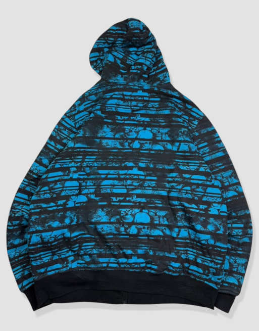 Vintage size XL No Boundaries grunge graphic full-zip hoodie in blue, 2 of 4