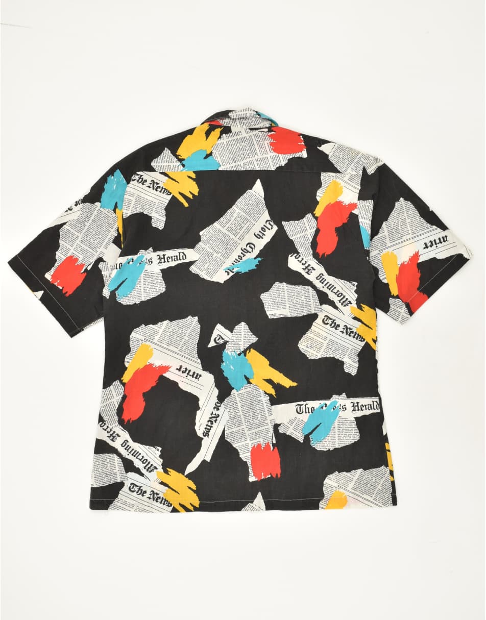 Vintage Size XL Patchwork Short Sleeve Shirt in Black 0