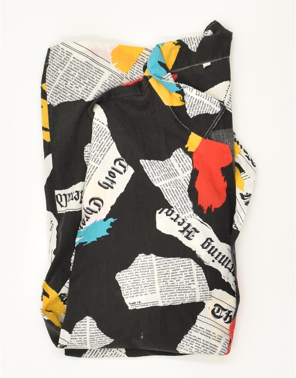Vintage Size XL Patchwork Short Sleeve Shirt in Black 1