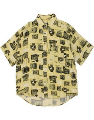 Vintage Size XL Patchwork Short Sleeve Shirt in Yellow