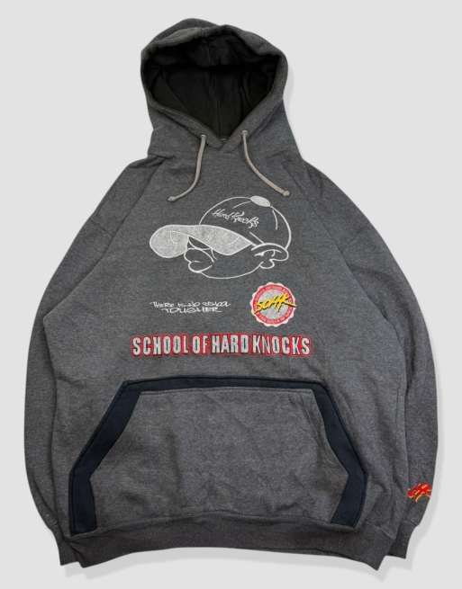 Vintage size XL School of Hard Knocks embroidered hoodie in grey