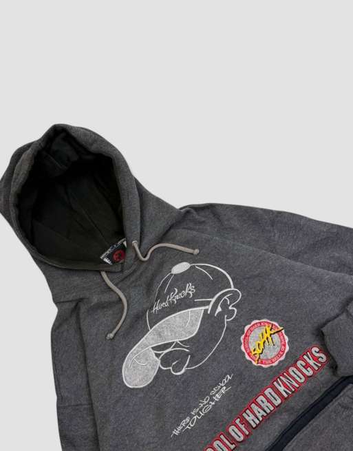 Vintage size XL School of Hard Knocks embroidered hoodie in grey, 3 of 4