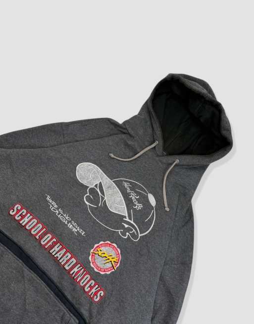 Vintage size XL School of Hard Knocks embroidered hoodie in grey, 4 of 4