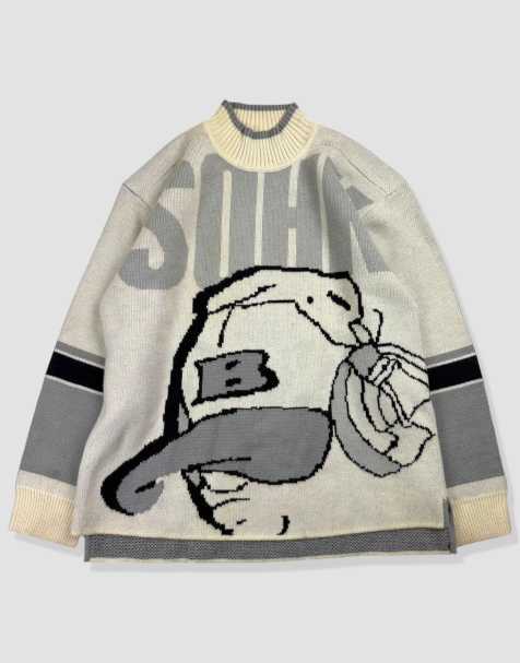 Vintage size XL School of Hard Knocks knit jumper in cream - view 1