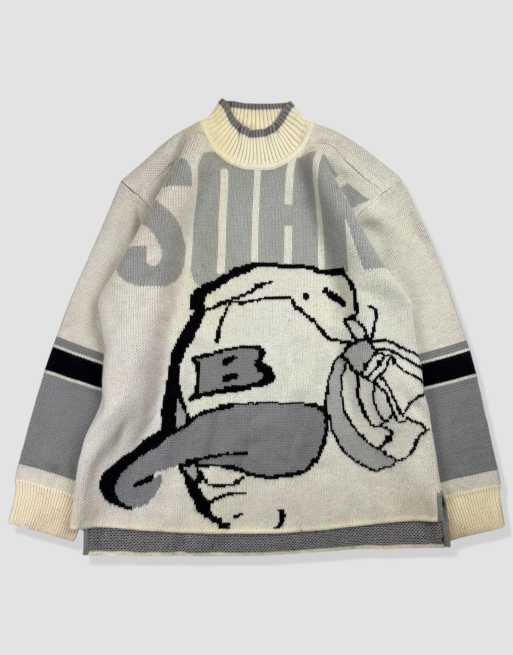 Vintage size XL School of Hard Knocks knit jumper in cream