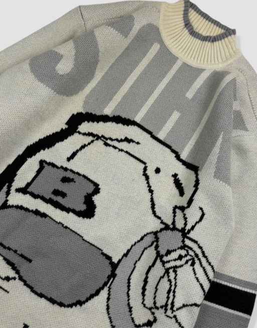 Vintage size XL School of Hard Knocks knit jumper in cream, 3 of 4