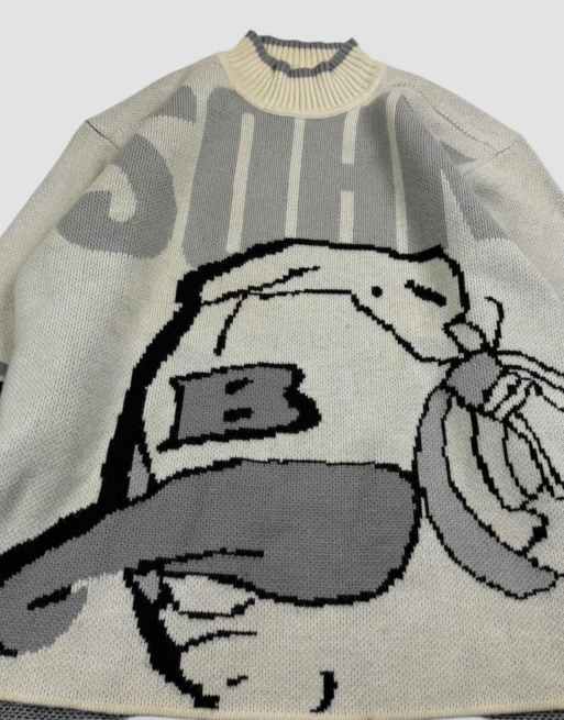 Vintage size XL School of Hard Knocks knit jumper in cream, 4 of 4