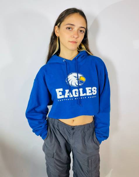 Vintage size xl usa eagles cropped hoodie in blue - view 1