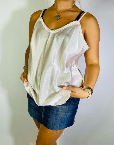 Vintage Size XL Y2K Floral Lace Top In Pink - view 1