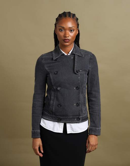 Vintage size XS Burberry London denim peacoat in dark grey, 1 of 7