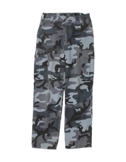 Vintage Size XS Camouflage Straight Cargo Trousers in Blue