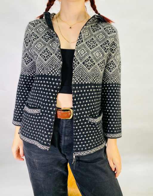 Vintage Size XS Knitted Cardigan in Black
