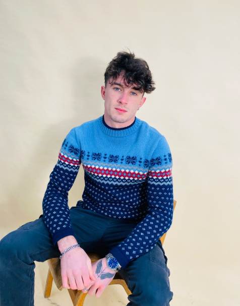 Vintage Size XS Nordic Knit Jumper In Blue - view 1