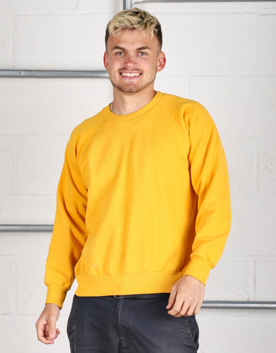 Vintage Size XS plain crewneck lounge sweatshirt in yellow
