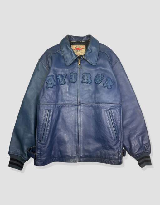 Vintage size XXL Avirex leather jacket in blue, 1 of 4