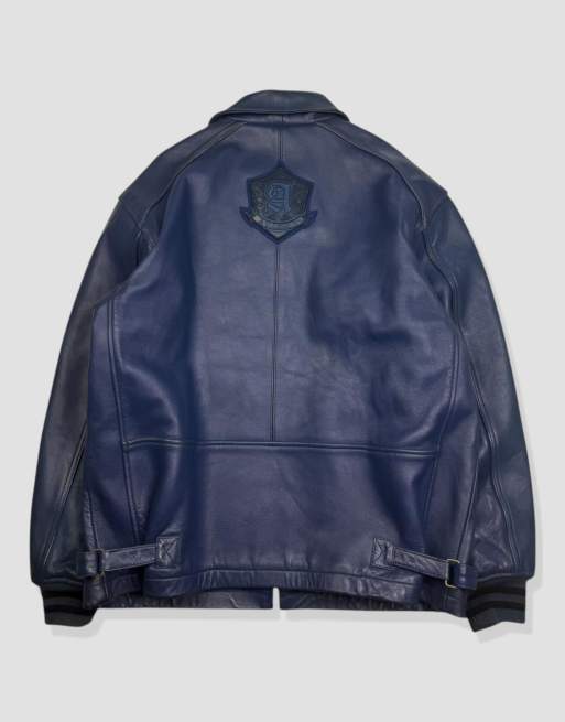 Vintage size XXL Avirex leather jacket in blue, 2 of 4