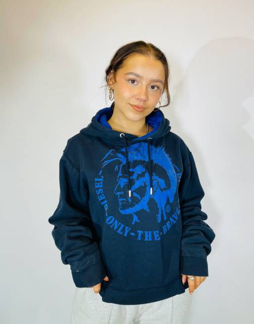  Vintage size xxl diesel oversized hoodie in blue in blue