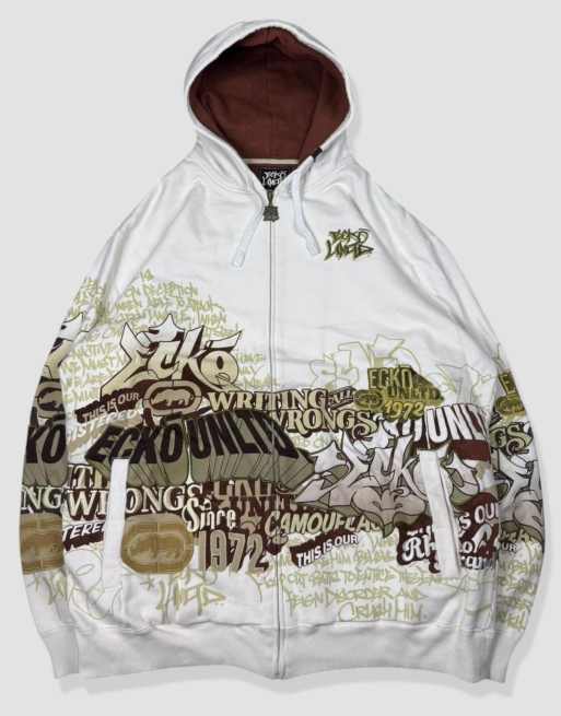 Vintage size XXL Ecko Unltd hoodie in white