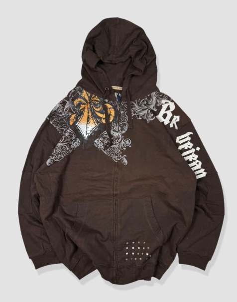 Vintage Size XXL Grunge Y2K Hoodie in Brown - view 1