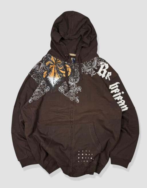Vintage Size XXL Grunge Y2K Hoodie in Brown