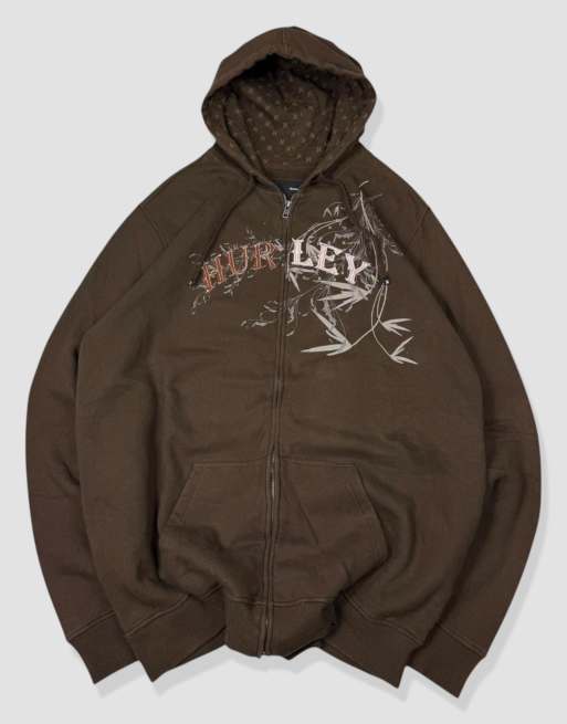 Vintage size XXL Hurley grunge surf hoodie in brown