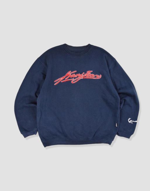 Vintage size XXL karl kani sweatshirt in navy belted collar long sleeved shirt ClassicfuncenterShops